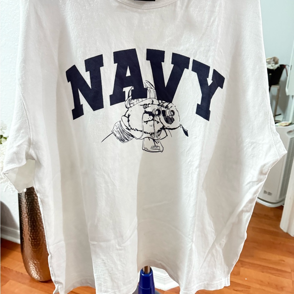 White Navy Graphic T-Shirt